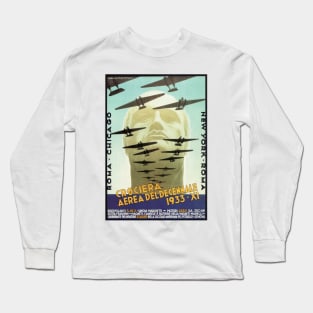 ITALY Decennial Aviation Meeting 1933 Advertisement Vintage Airplane Long Sleeve T-Shirt